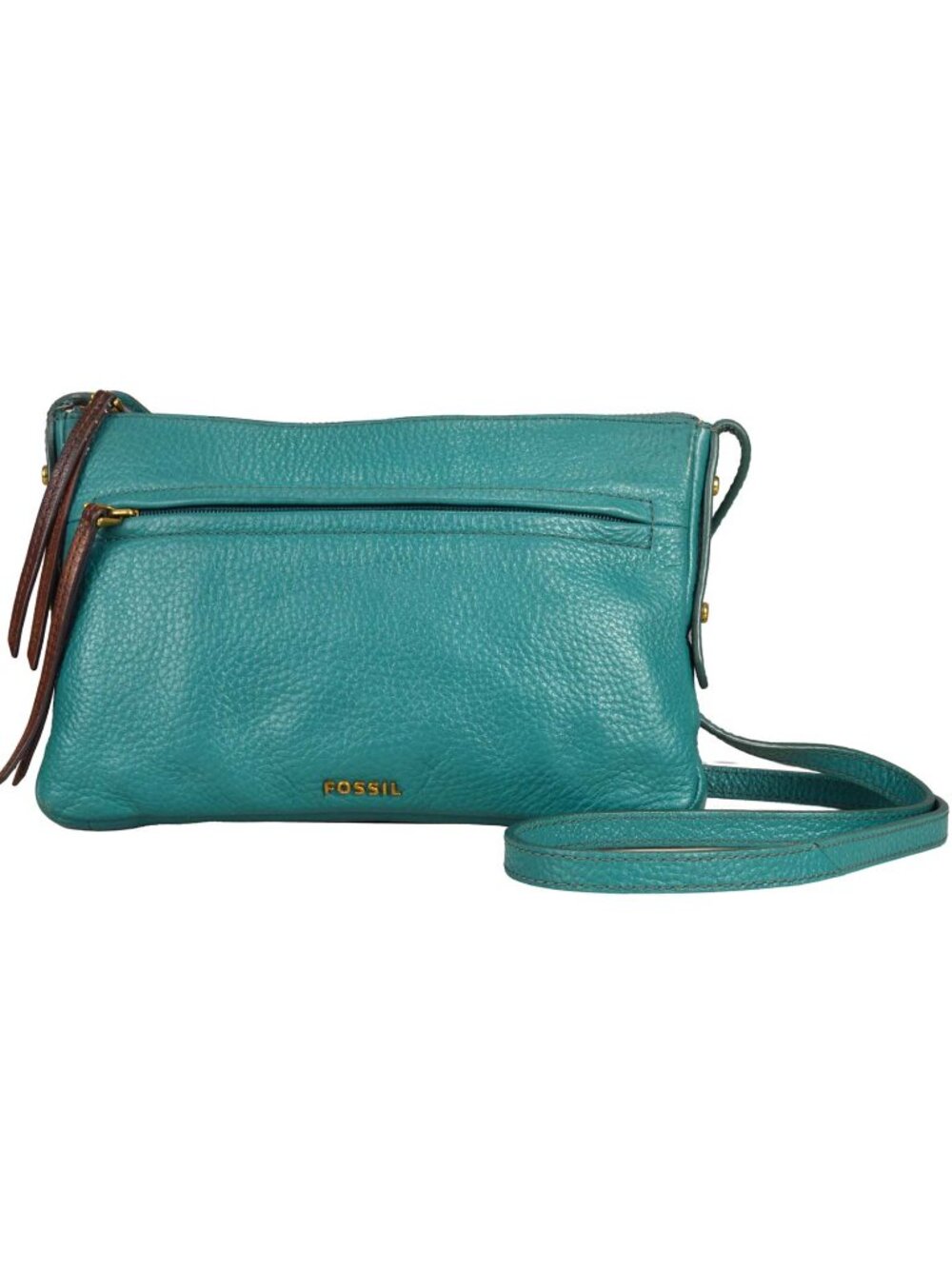 FOSSIL SMALL TURQUOISE BLUE LEATHER CROSSBODY